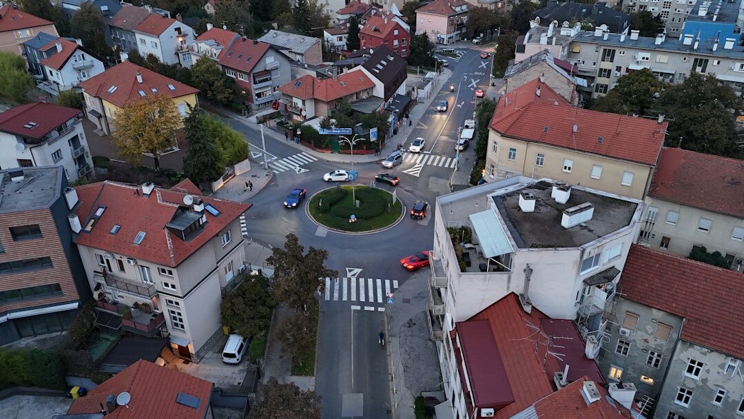 Cobbled street with lamp in Zagreb's upper town viewpoint